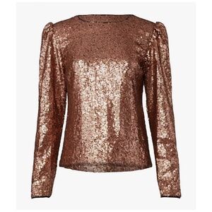 Nicole Miller Rose Gold Sequin Top Dazzling Long Sleeves Holidays Party - Size 0